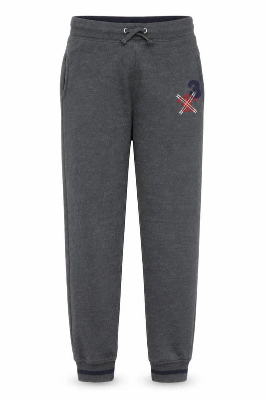 Front view of Beverly Hills Polo Club men’s grey sweatpants, size 28, in, 26-inch leg