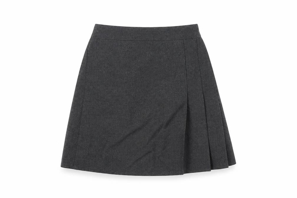 Front view of BHS girls’ grey a-line skirt, size 7, years