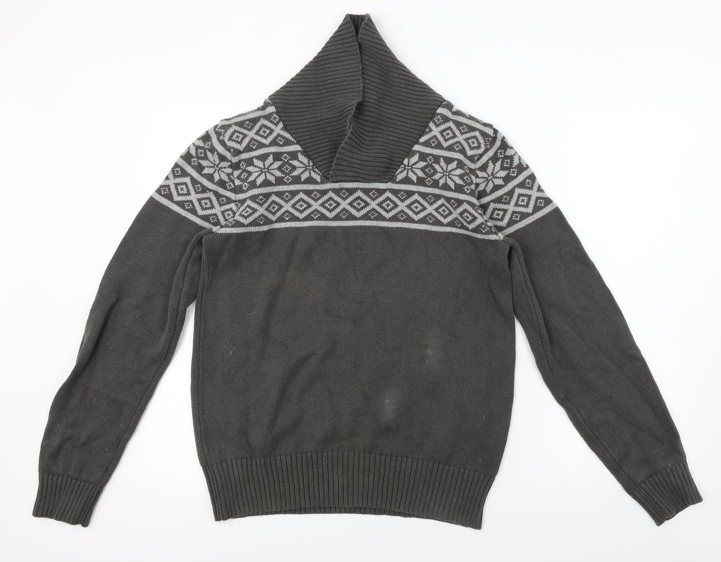 Cedar Wood State  Mens Grey Geometric  Pullover Jumper Size S