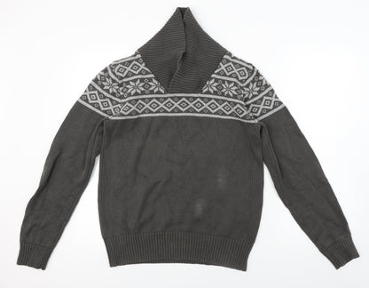 Cedar Wood State  Mens Grey Geometric  Pullover Jumper Size S