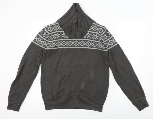 Cedar Wood State  Mens Grey Geometric  Pullover Jumper Size S