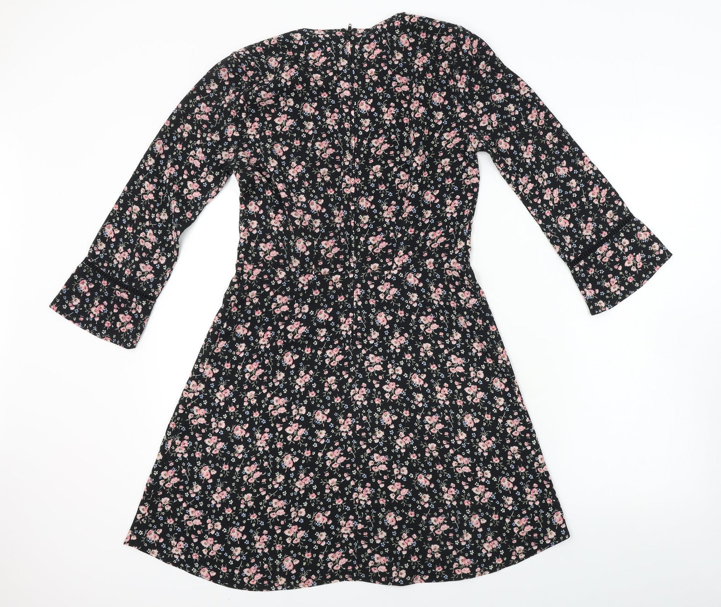 H&M  Womens Black Floral  A-Line  Size 6