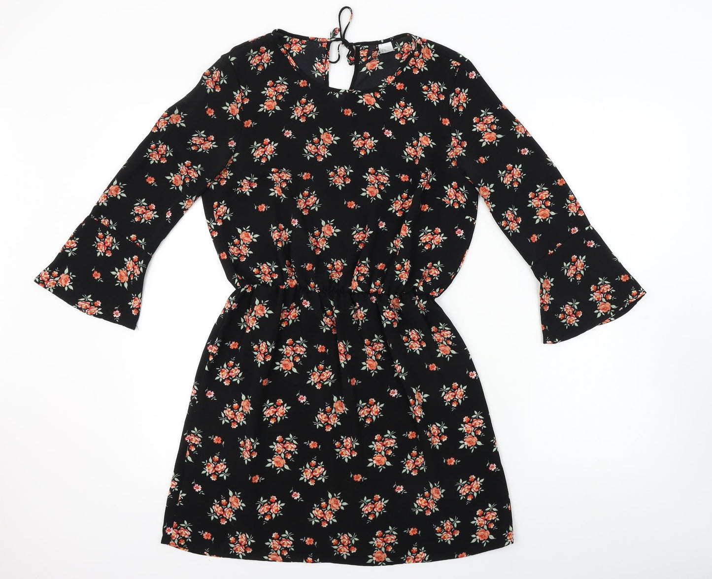 H&M  Womens Black Floral  A-Line  Size 10