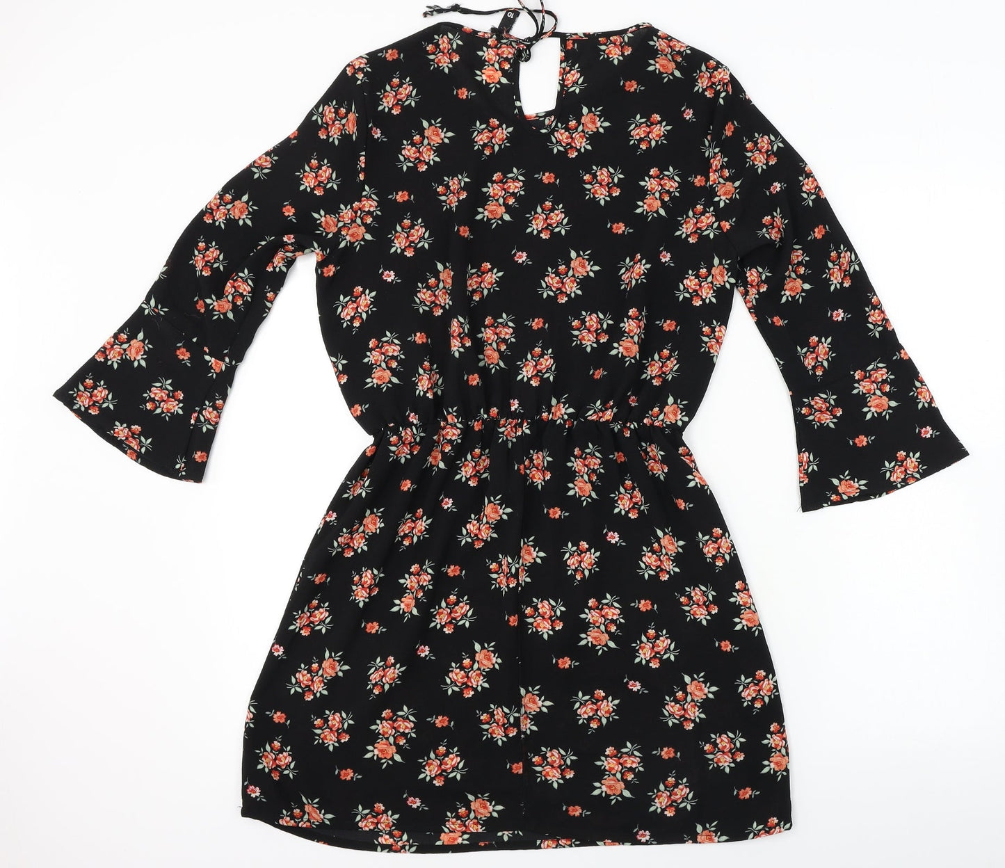 H&M  Womens Black Floral  A-Line  Size 10