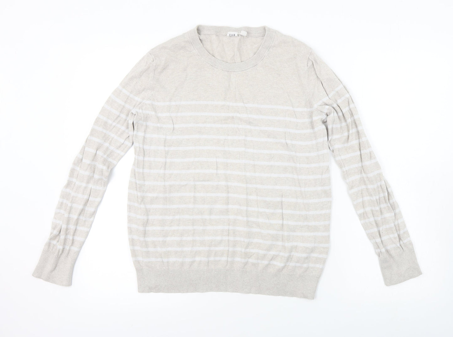 Gap Mens Beige Striped  Pullover Jumper Size M