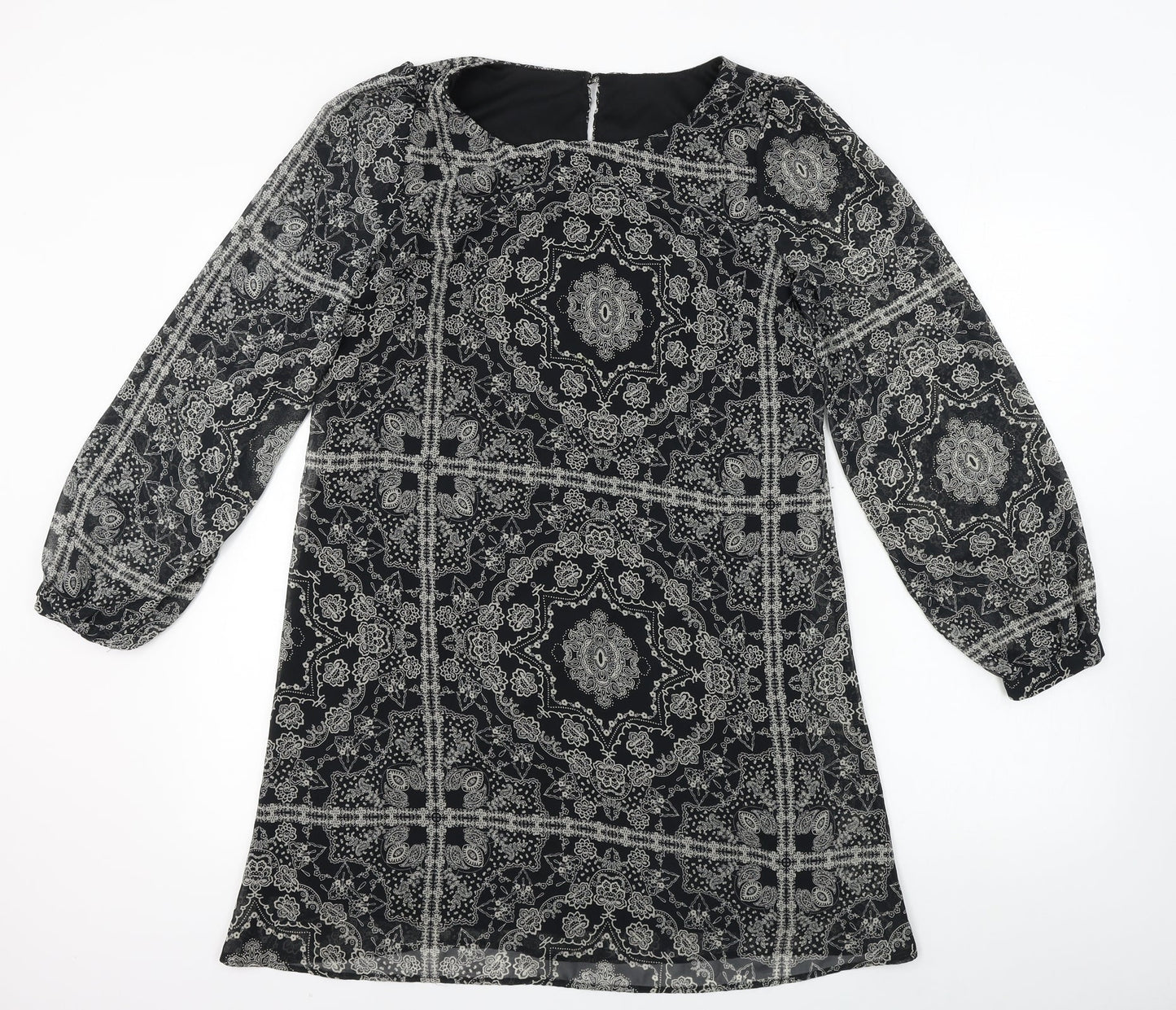 Atmosphere  Womens Black Geometric  A-Line  Size 10