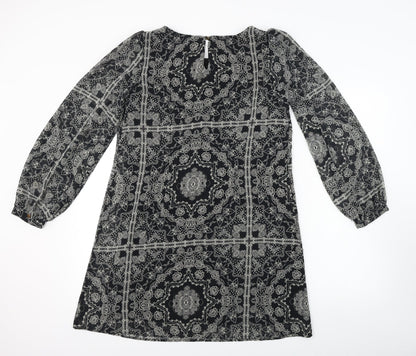 Atmosphere  Womens Black Geometric  A-Line  Size 10