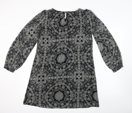 Atmosphere  Womens Black Geometric  A-Line  Size 10