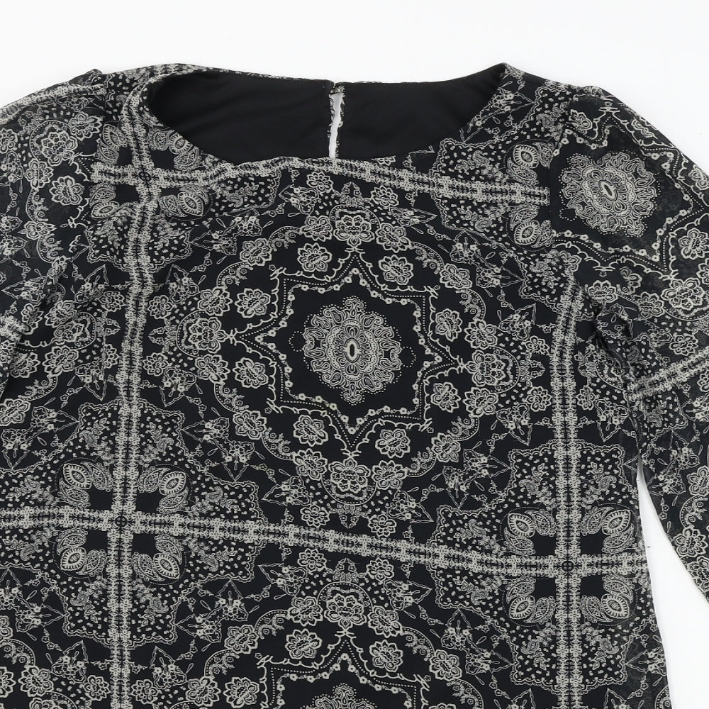 Atmosphere  Womens Black Geometric  A-Line  Size 10