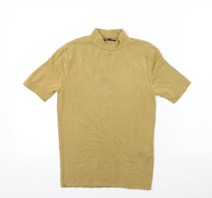 Womens UK Size S Zara Brown Basic T-Shirt