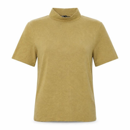 Womens UK Size S Zara Brown Basic T-Shirt