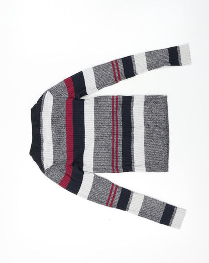 H&M  Girls Grey Striped  Pullover Jumper Size XS