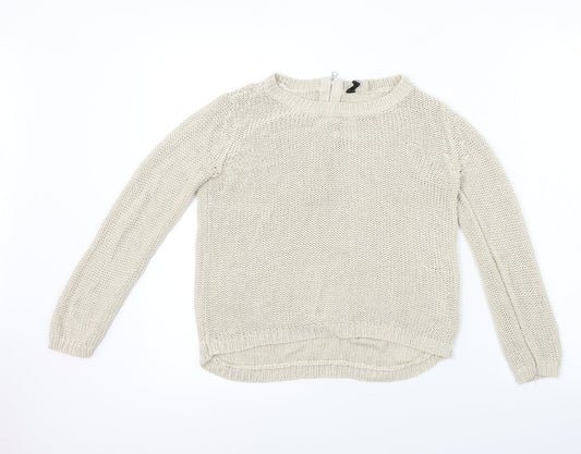 Womens UK Size XS H&M Beige Pullover Jumper