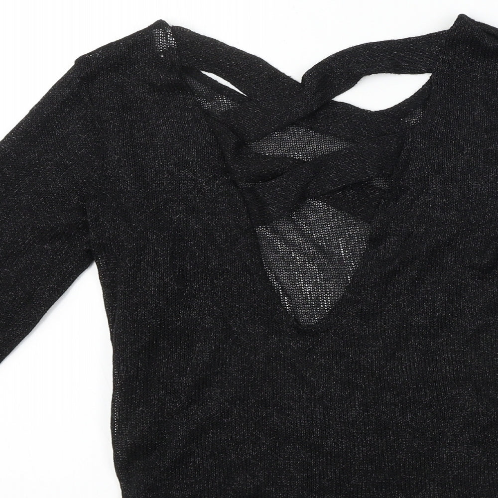 Womens UK Size XS H&M Black Basic T-Shirt