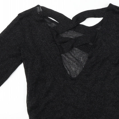 Womens UK Size XS H&M Black Basic T-Shirt