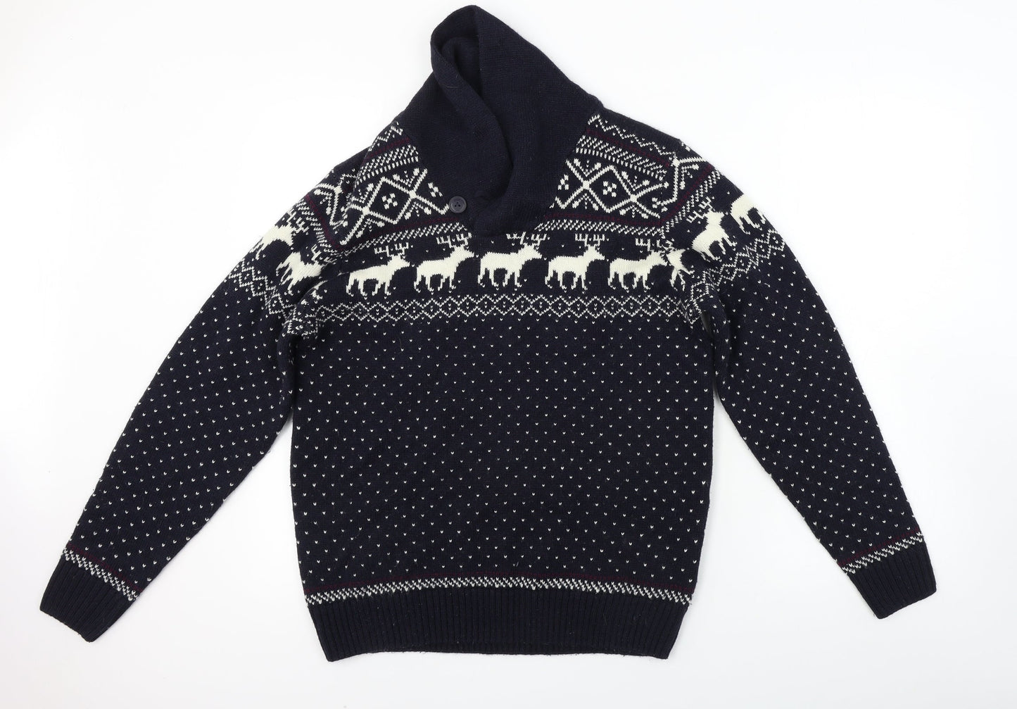 NEXT Mens Blue Geometric  Pullover Jumper Size M