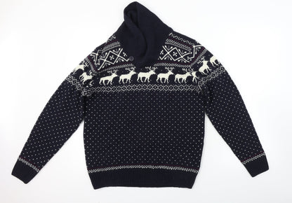 NEXT Mens Blue Geometric  Pullover Jumper Size M