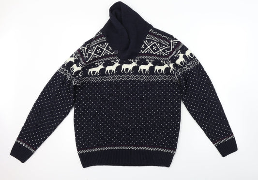 NEXT Mens Blue Geometric  Pullover Jumper Size M