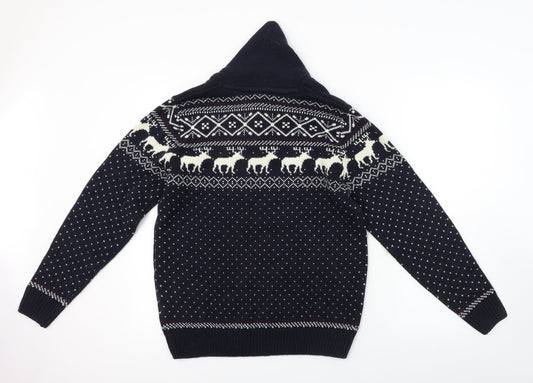 NEXT Mens Blue Geometric  Pullover Jumper Size M