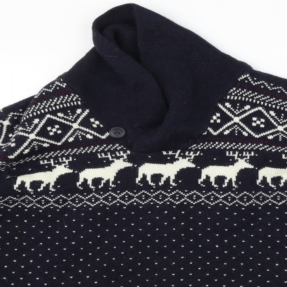 NEXT Mens Blue Geometric  Pullover Jumper Size M