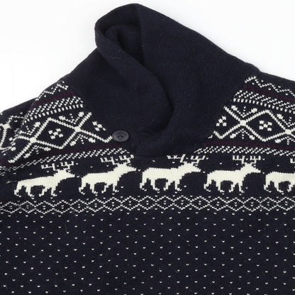 NEXT Mens Blue Geometric  Pullover Jumper Size M