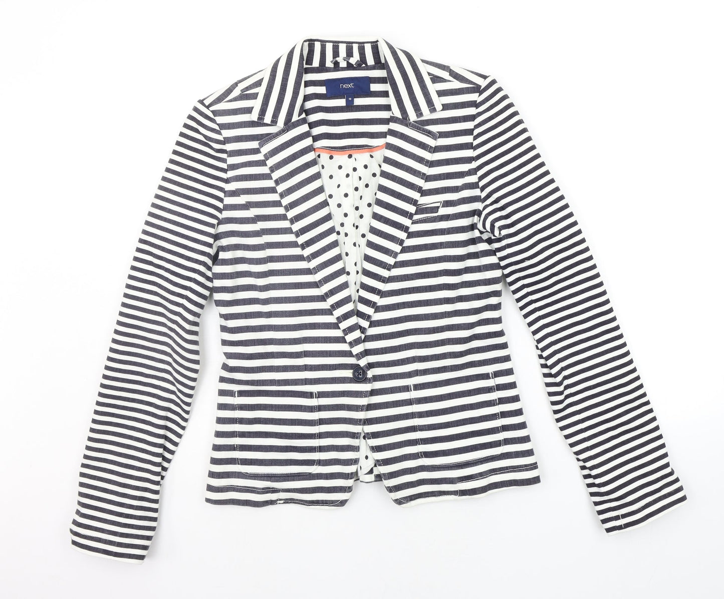 NEXT Womens White Striped  Jacket Suit Jacket Size 8