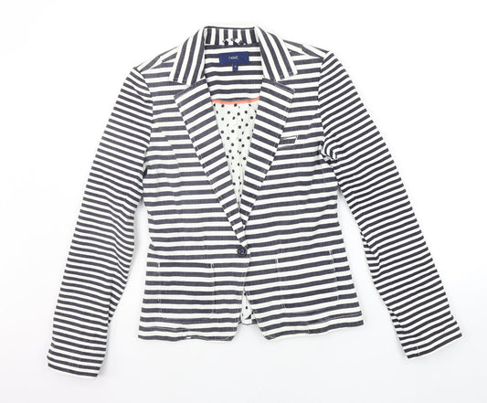 NEXT Womens White Striped  Jacket Suit Jacket Size 8