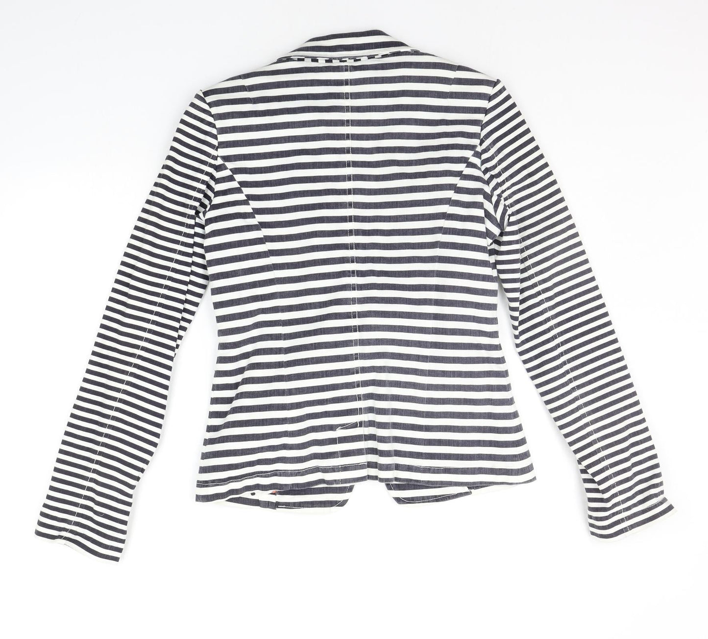 NEXT Womens White Striped  Jacket Suit Jacket Size 8