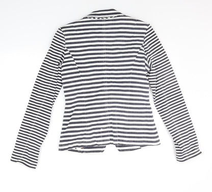NEXT Womens White Striped  Jacket Suit Jacket Size 8