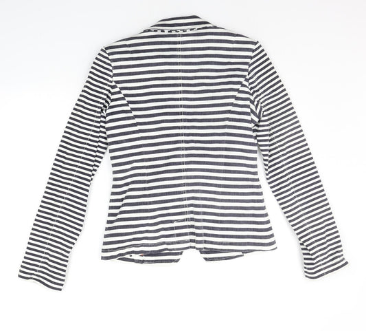 NEXT Womens White Striped  Jacket Suit Jacket Size 8
