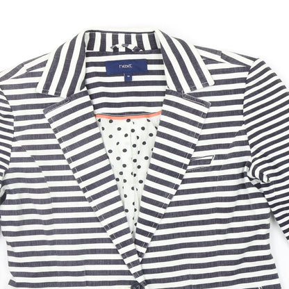 NEXT Womens White Striped  Jacket Suit Jacket Size 8
