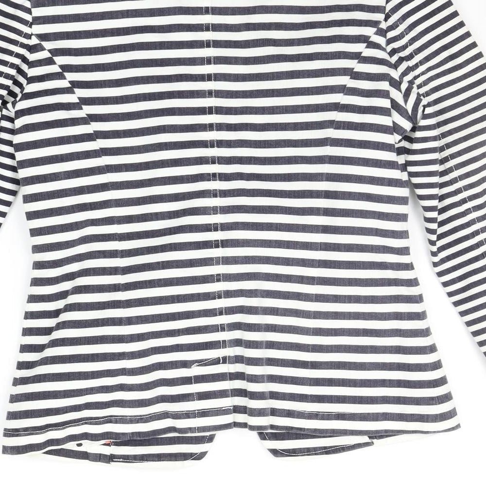 NEXT Womens White Striped  Jacket Suit Jacket Size 8