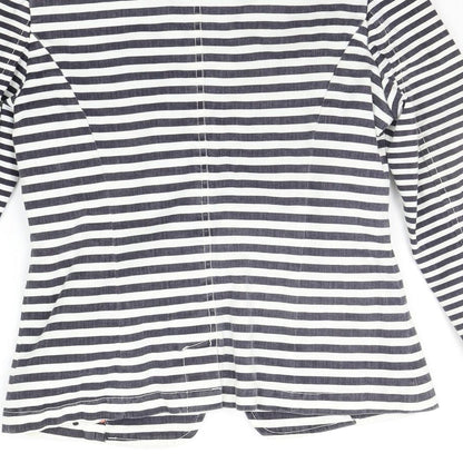 NEXT Womens White Striped  Jacket Suit Jacket Size 8