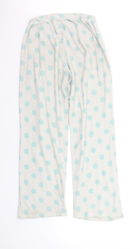 F&F Womens White Polka Dot  Top Pyjama Pants Size 8