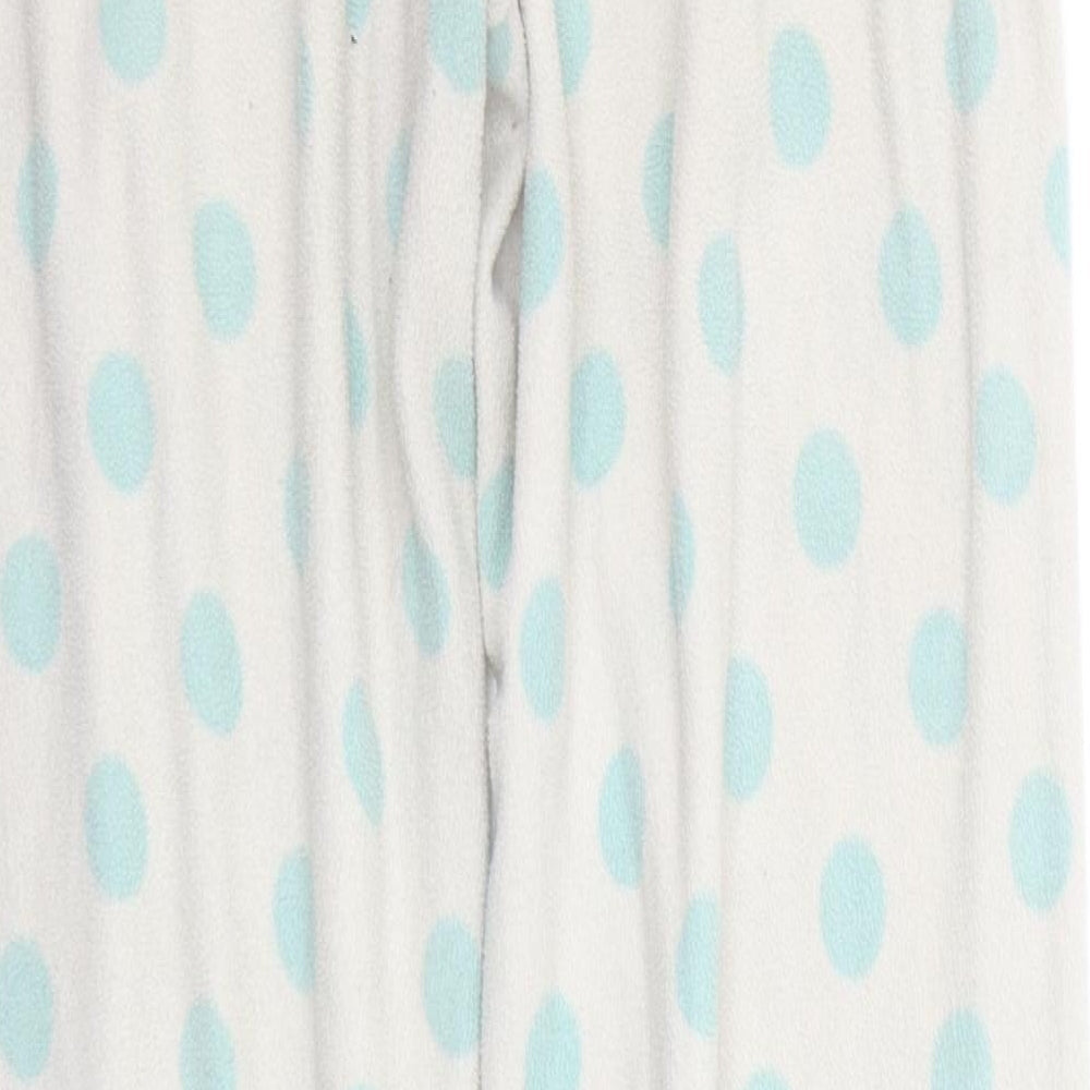F&F Womens White Polka Dot  Top Pyjama Pants Size 8