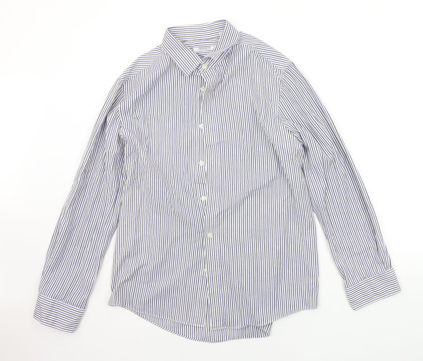 Mens UK Size 16 BHS Blue  Button-Up Long Sleeve Casual Shirt
