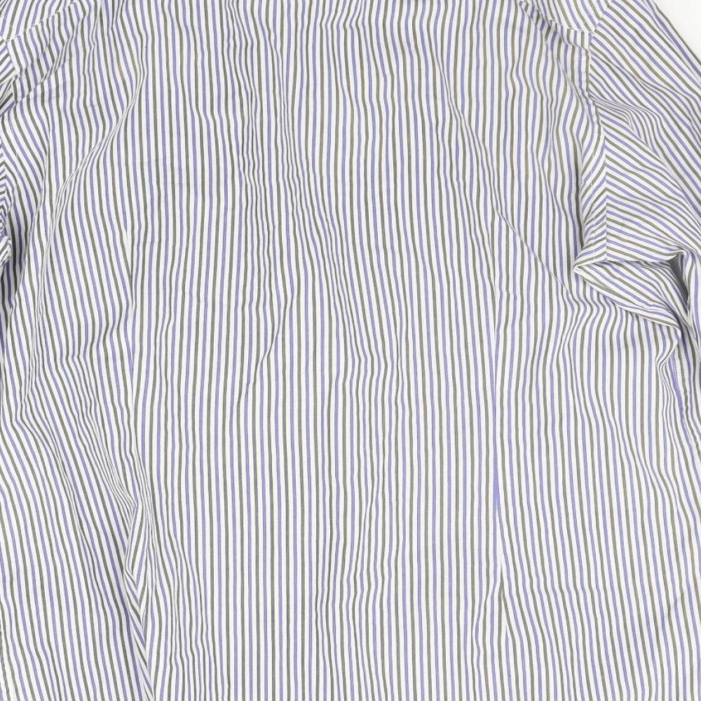 Mens UK Size 16 BHS Blue  Button-Up Long Sleeve Casual Shirt