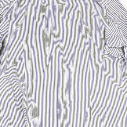 Mens UK Size 16 BHS Blue  Button-Up Long Sleeve Casual Shirt