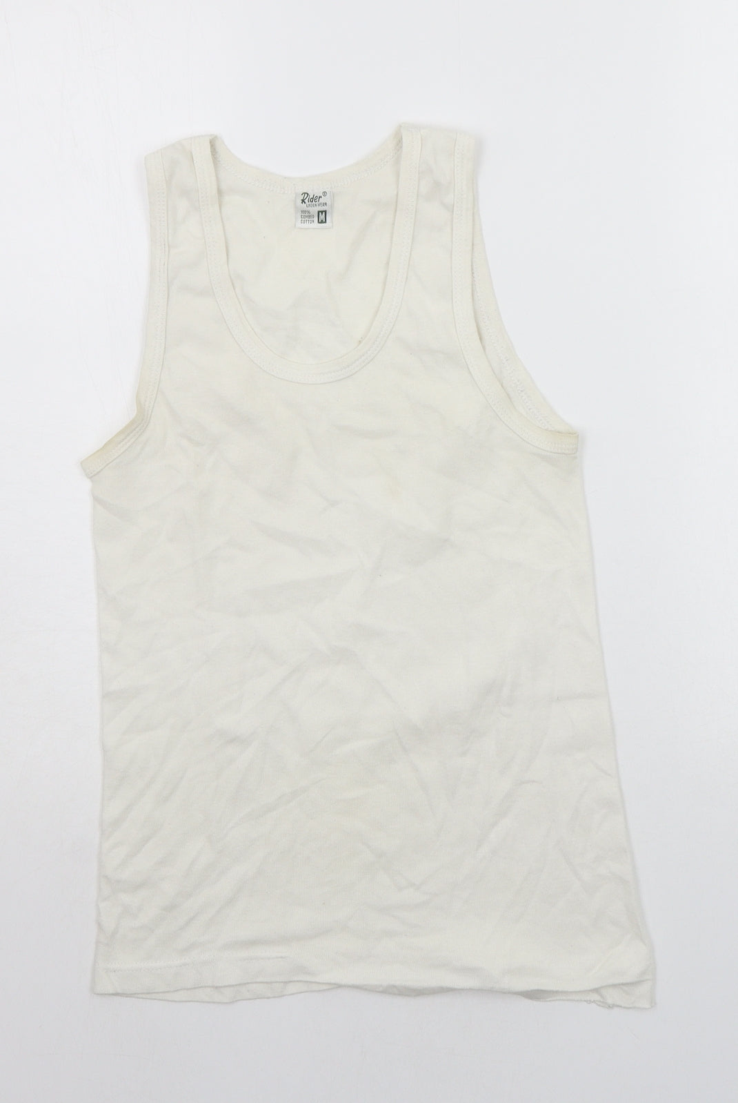 Additional front view of Rider women’s white basic tank, size M