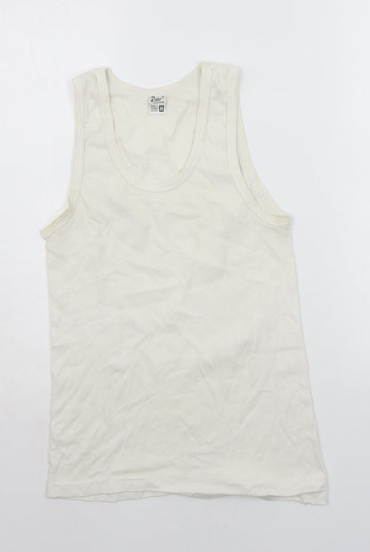 Additional front view of Rider women’s white basic tank, size M