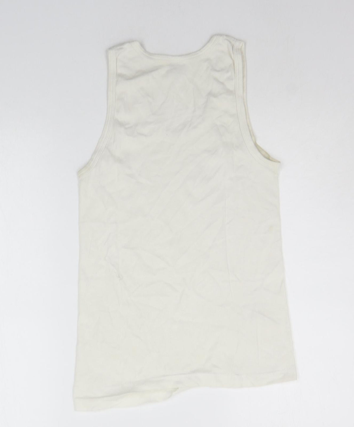Back view of Rider women’s white basic tank, size M
