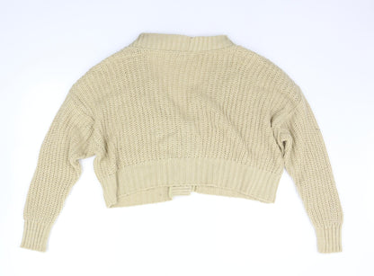 Boohoo Womens Beige Houndstooth  Cardigan Jumper Size L