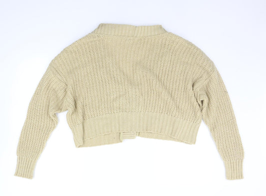 Boohoo Womens Beige Houndstooth  Cardigan Jumper Size L