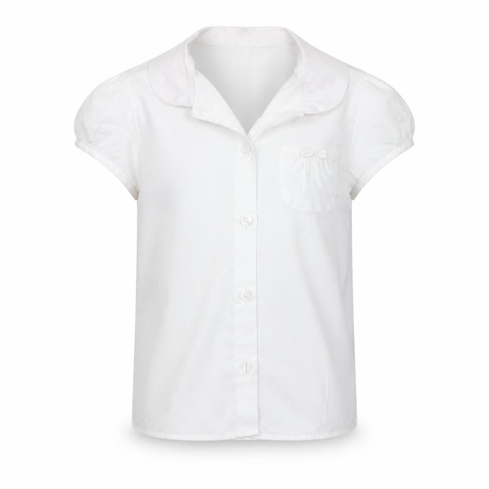 Front view of George girls’ white basic button-up, size 4-5, years