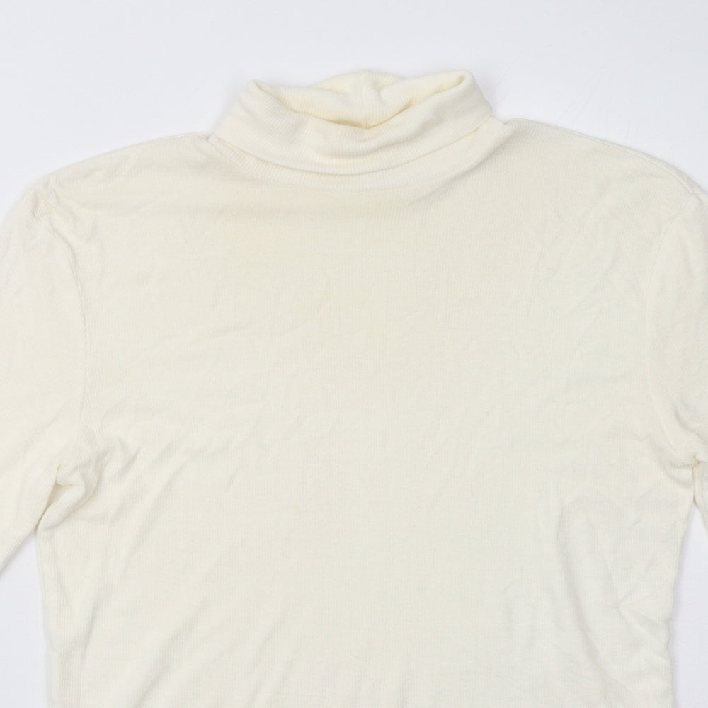 Close-up detail of Matalan women’s white pullover sweatshirt, size UK 14