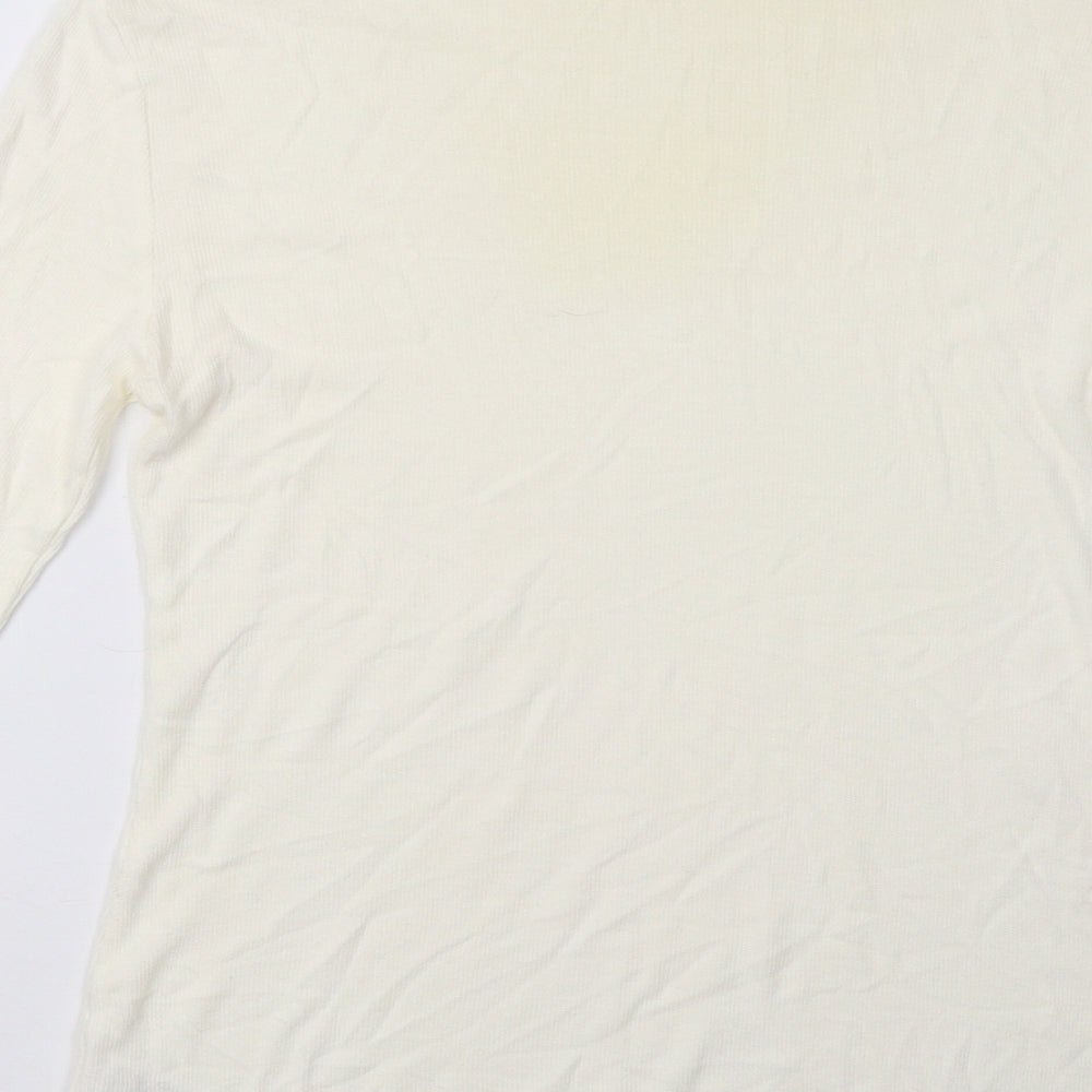 Brand and care label for Matalan women’s white pullover sweatshirt, size UK 14