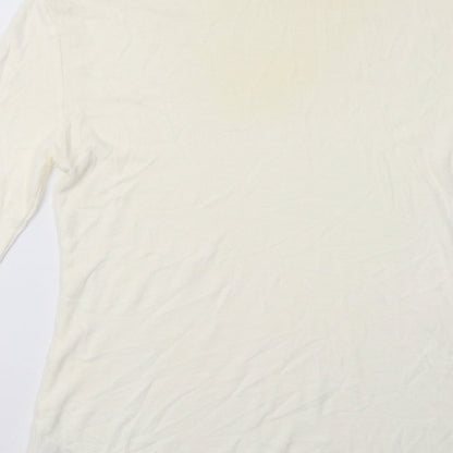 Brand and care label for Matalan women’s white pullover sweatshirt, size UK 14