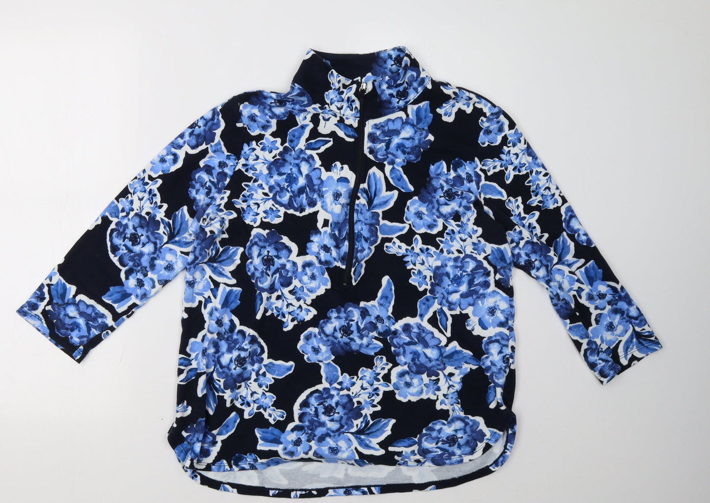 Jones New York Womens Blue Floral  Pullover Sweatshirt Size L