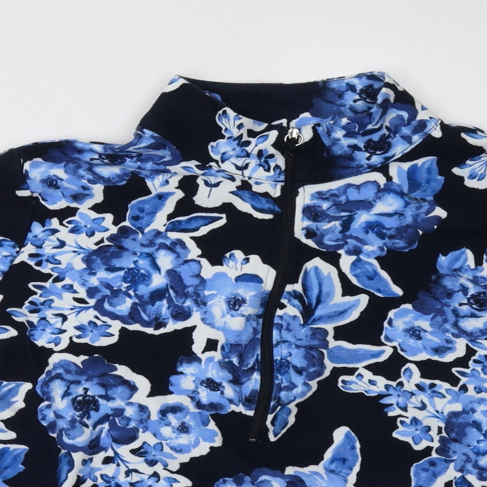 Jones New York Womens Blue Floral  Pullover Sweatshirt Size L