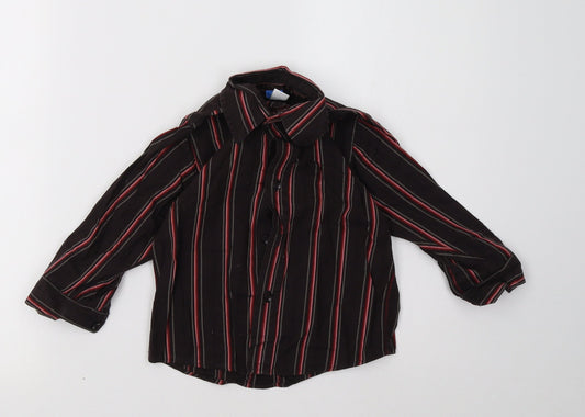 Front view of Adams boys’ red striped basic button-up, size 2-3, years